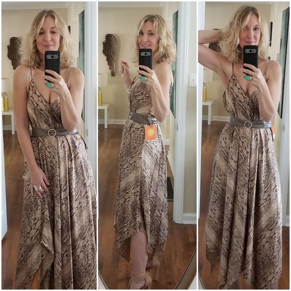 Silk Charmeuse Snakeprint Maxi Party Dress, Ramy Brook NWT - Picture 4 of 12